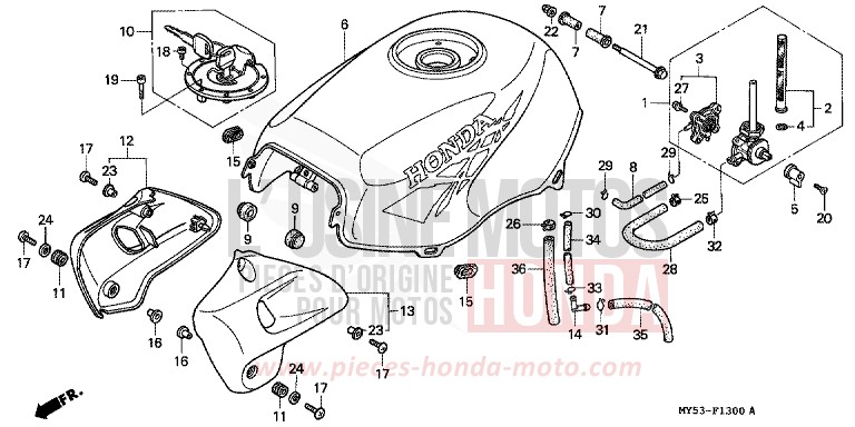 KRAFTSTOFFTANK von CB1300 Super Bold'or ABS SCHWARZ (NH1) von 1994